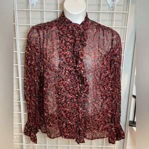 Women’s Caroll Paris Blouse Red and Black Size 16